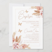 赤面ボホフローラ蝶バプテスマ 招待状 (正面)