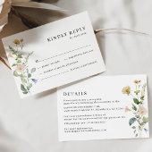 赤面ボホワイルドフラワーエレガントウェディングRSVPカード 出欠カード