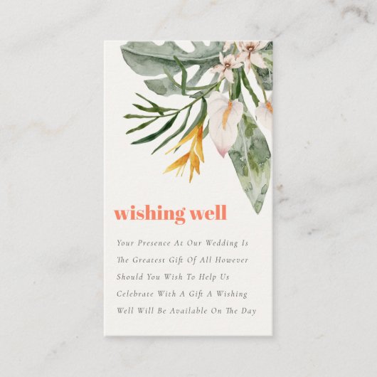 赤面ボホ熱帯フローラ結婚の願い井戸 エンクロージャーカード (正面)
