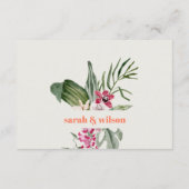 赤面ボホ熱帯フローラ結婚のQRコードRSVP エンクロージャーカード (裏面)