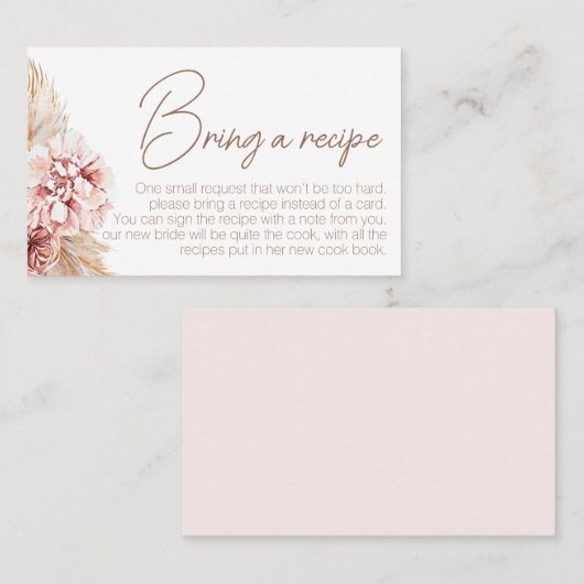 赤面ボーブライダルシャワーレシピカードリクエスト 名刺 (正面/裏面)