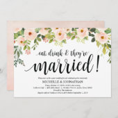 赤面ポエレガントストズブ結婚ルンチ招待状カード 招待状 (正面/裏面)