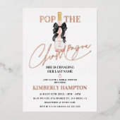 赤面ポップ・アートのザシャンパンブライダルシャワー 箔招待状 (正面)