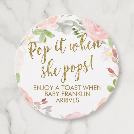 赤面ポップ・アートのフローラは彼女がシャワーの周りにポップ フェイバータグ (正面)