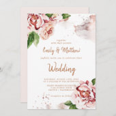 赤面ポニーズモダン抽象芸術フェイクグリッター結婚ズ 招待状 (正面/裏面)