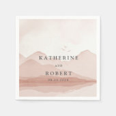 赤面マウンテンレンジランドスケープ結婚ズモノグラム スタンダードカクテルナプキン (正面)