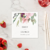 赤面マルサラバラ水彩フローラ結婚ズ スタンダードカクテルナプキン (インサイチュ)