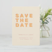 赤面ミニマルクリーム70sレトロヴィンテージウェディング セーブザデート (スタンド正面)