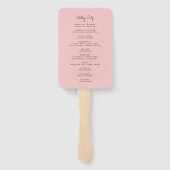 赤面ミニマルバラカスタム結婚式プログラム ハンドファン (裏面)