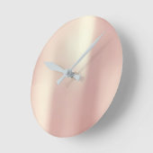 赤面ミニマルピンクローズ金ゴールド赤面シルクメタリック ラウンド壁時計 (傾斜)