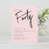 赤面ミニマルピンク40th40th誕生日 招待状 (スタンド正面)