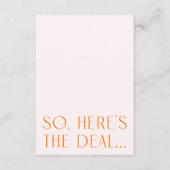 赤面ミニマルピンク&オレンジ詳細カード&QRコード エンクロージャーカード (正面)