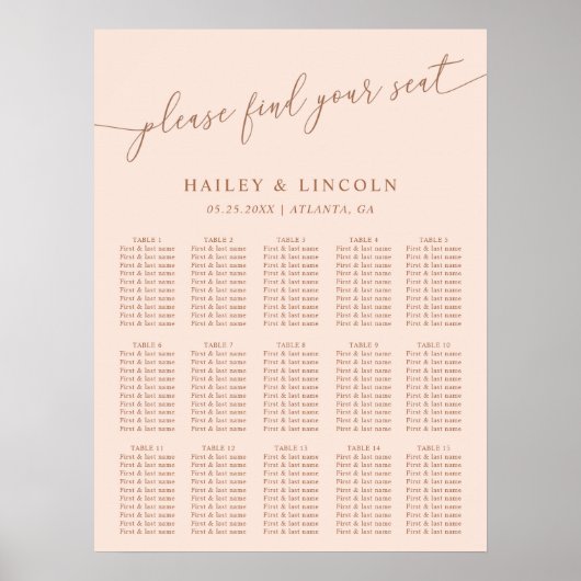 赤面ミニマルピ結婚ンク座席表 ポスター (正面)