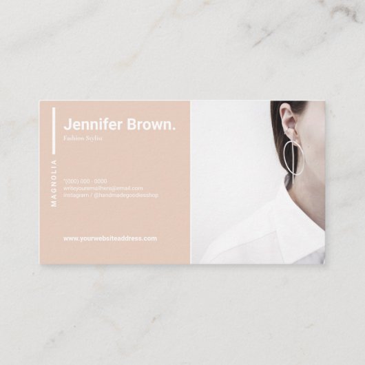 赤面ミニマルファッション写真影響者ブロガー 名刺 (裏面)