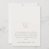 赤面ミニマルモノグラム写真誕生のお知らせ サンキューカード (裏面)