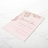 赤面ミニマル手描き牡丹ブライダルシャワー 箔招待状 (回転した状態)