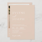 赤面ミニマルBohoシックニュートラルフォトズ結婚ズ 招待状 (正面/裏面)