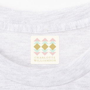 赤面ミントと金ゴールドのジオメトパーソナライズされたリ名 ラベル