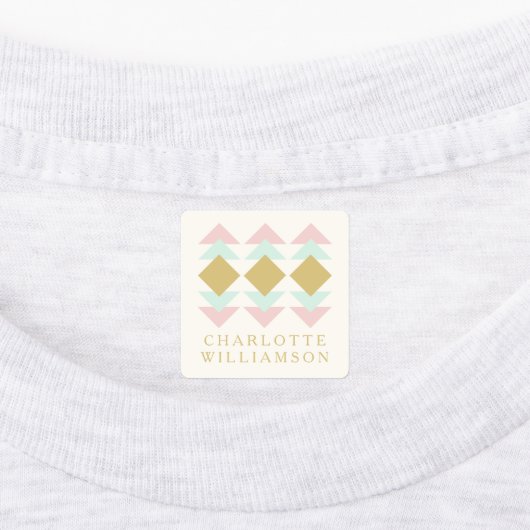 赤面ミントと金ゴールドのジオメトパーソナライズされたリ名 ラベル (貼付)