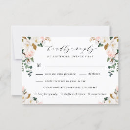 赤面ミール選択金ゴールドとホワイトマグノリア結婚ズ 出欠カード