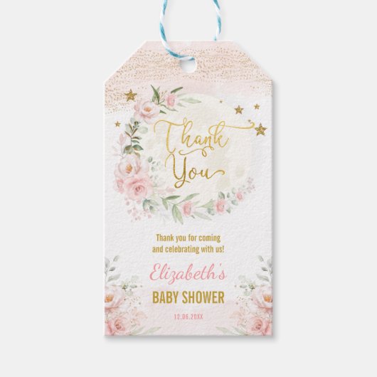 赤面ムーントゥインクルリトルスターベビーシャワーの好意 ギフトタグ (正面)