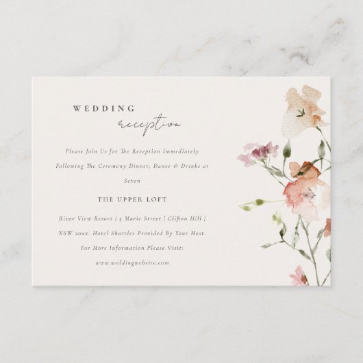 赤面メドウウォーター色フローラウェディングレセプション エンクロージャーカード (正面)