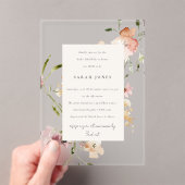 赤面メドウウォーター色フローラベビーシャワー アクリル招待状 (インサイチュ (ポータブル))