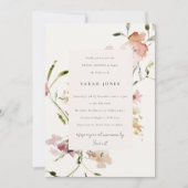 赤面メドーウォーター色フローラブライダルシャワー 招待状 (正面)