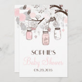 赤面メーソンジャースフローラベビーシャワー招待状 招待状 (正面/裏面)