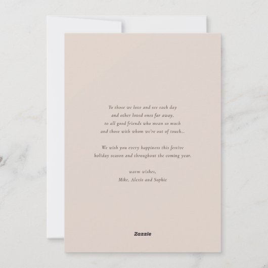 赤面モダンきらめくシェイプ写真クリスマス シーズンカード (裏面)