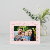 赤面モダンとバラ金ゴールドスクリプトバレンタインデー 箔シーズンポストカード (立ち正面)