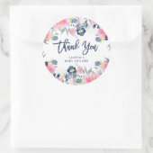 赤面モダンと海軍フローラ赤ちゃんシャワーありがとう ラウンドシール (バッグ)