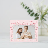 赤面モダンと赤いスクリプトのバレンタインデーの写真 シーズンポストカード (スタンド正面)