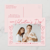 赤面モダンと赤いスクリプトのバレンタインデーの写真 シーズンポストカード (正面/裏面)