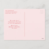 赤面モダンと赤いスクリプトのバレンタインデーの写真 シーズンポストカード (裏面)