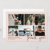 赤面モダンの写真結婚コラージュありがとう サンキューカード (正面/裏面)