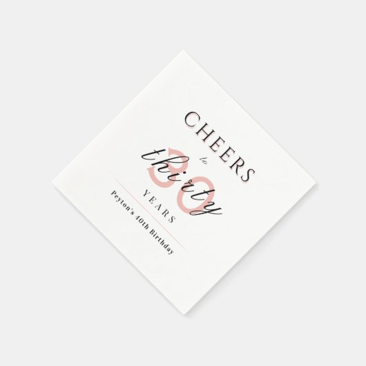 赤面モダンの古典的な応援30歳の誕生日 スタンダードカクテルナプキン (角)