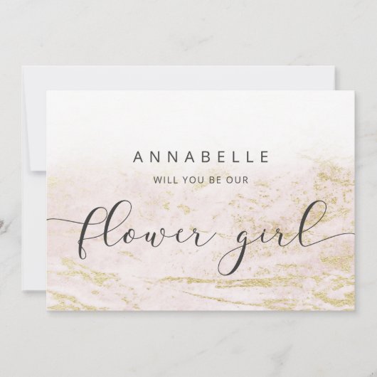 赤面モダンの大理石フラワーガール提案カード (正面)