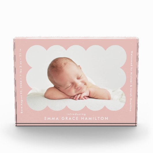 赤面モダンの鱗片状フレームの誕生の発表 フォトブロック (正面)