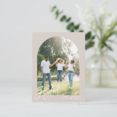 赤面モダンアーチ喜びメリークリスマス シーズンポストカード (スタンド正面)