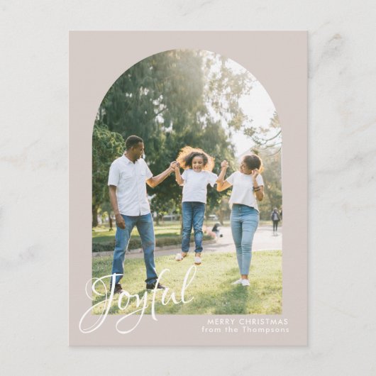 赤面モダンアーチ喜びメリークリスマス シーズンポストカード (正面)