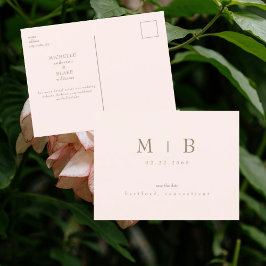 赤面モダンウェディング日付の保存 ポストカード