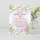 赤面モダンウーターカラーユーカリプトゥスグリーンブライダル 招待状 (スタンド正面)