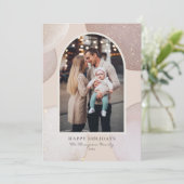 赤面モダンキラキラ模様フォトホリデー シーズンカード (スタンド正面)