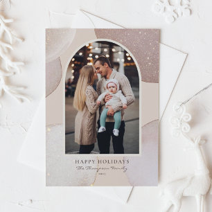 赤面モダンキラキラ模様フォトホリデー シーズンカード