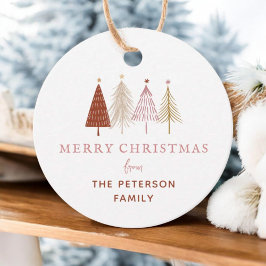 赤面モダンクリスマスツリーホリデーギフトラベル フェイバータグ