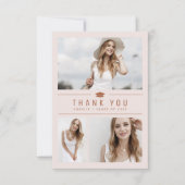 赤面モダンシンプルタイポグラフィ4写真卒業 サンキューカード (正面)