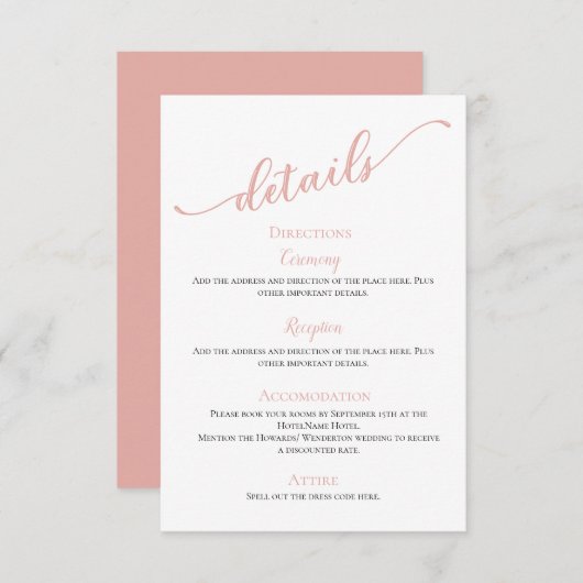 赤面モダンシンプルミニマル詳細結婚ズ エンクロージャーカード (正面/裏面)