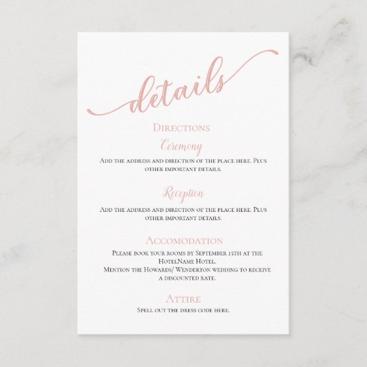 赤面モダンシンプルミニマル詳細結婚ズ エンクロージャーカード (正面)