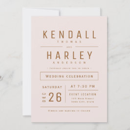 赤面モダンタイポグラフィシンプルフォト結婚ズ 招待状